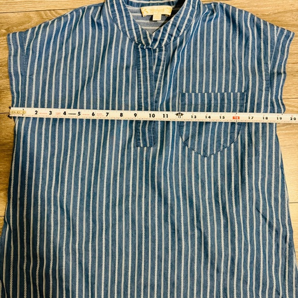 Weekend Suzanne Betro Blue Striped Women's Relaxed Tunic Loungewear Top Size S - Picture 13 of 15